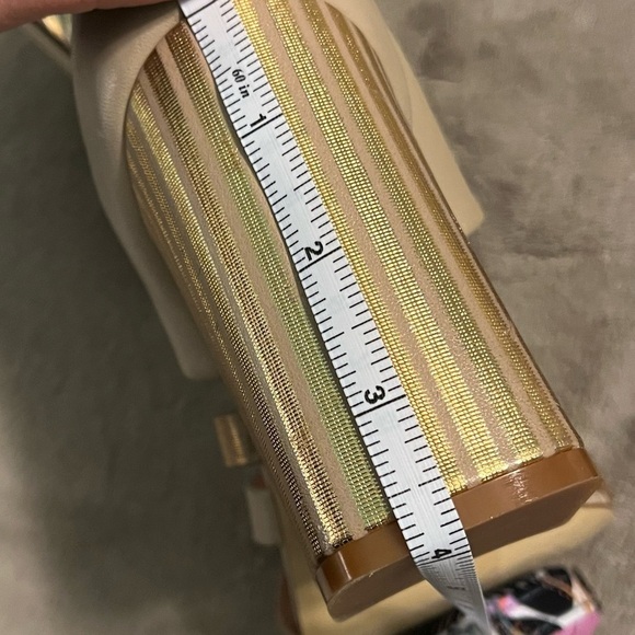 Giampaolo Viozzi Strappy Shootie Sandals High Chunk Heel Taupe Gold  EU37/US 7 - Picture 11 of 12